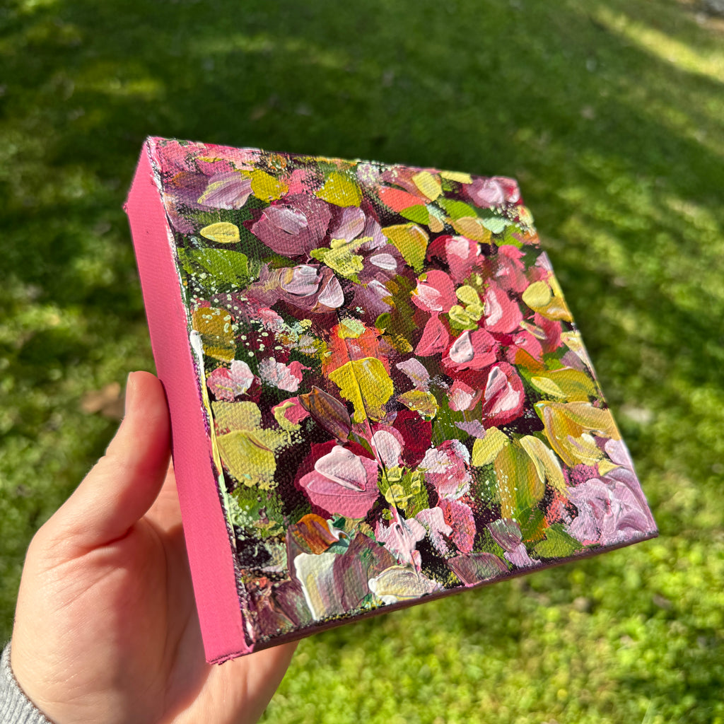 Magenta Florals Original Painted Canvas #4