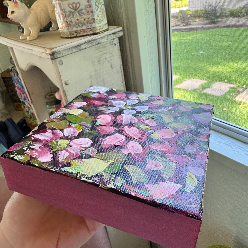 Magenta Florals Original Painted Canvas #1