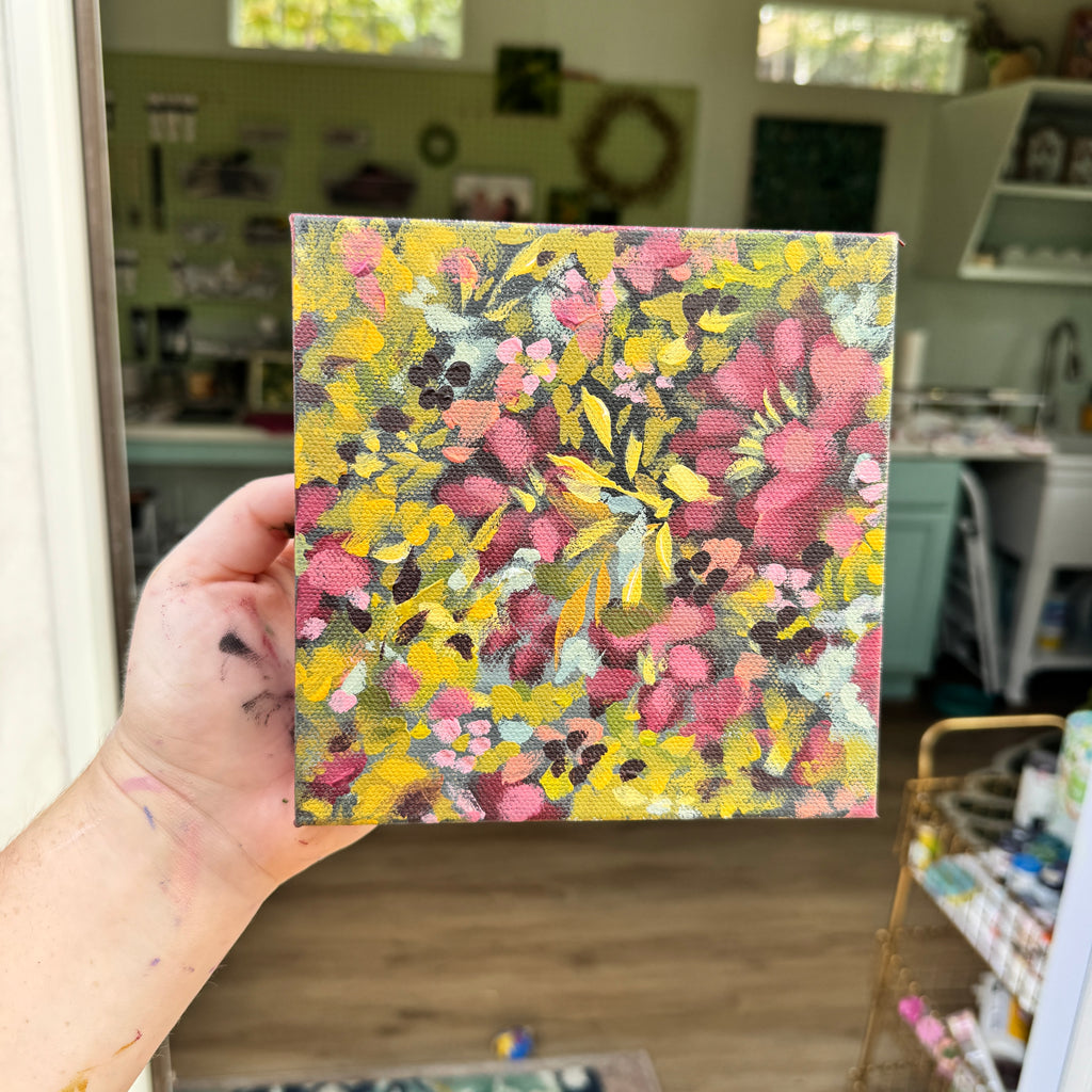 Maroon Florals Original Painted Canvas #4