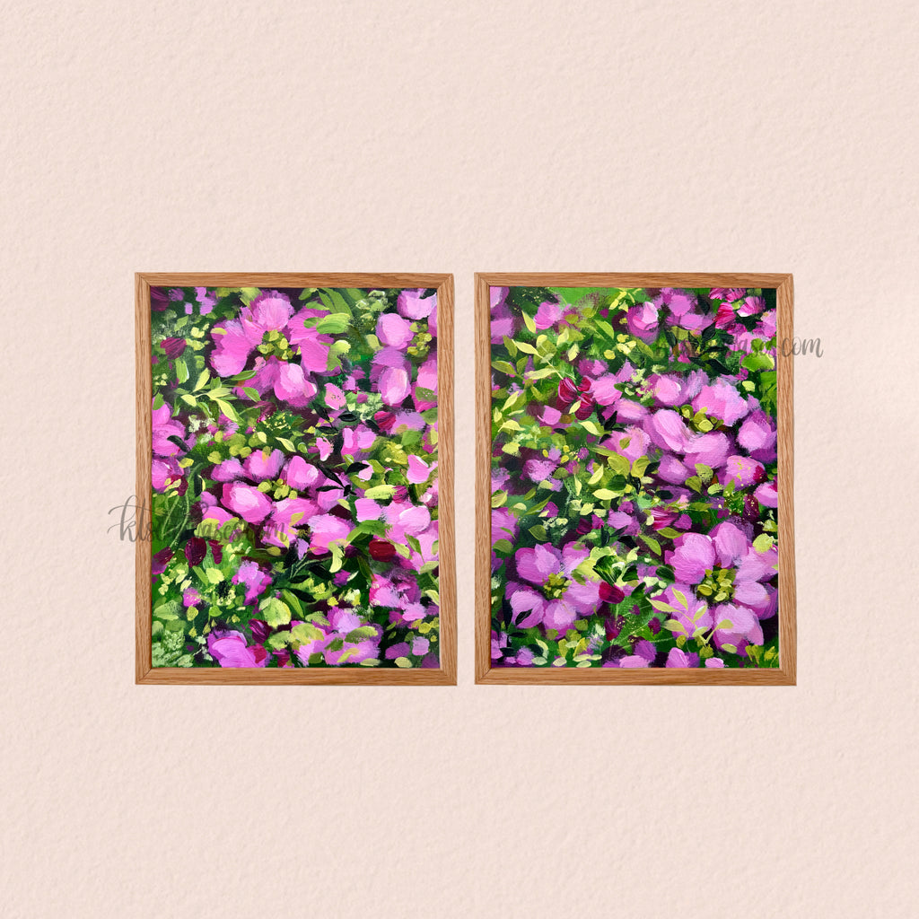 Ella’s Magenta Abstract Garden Set of 2 Art Prints