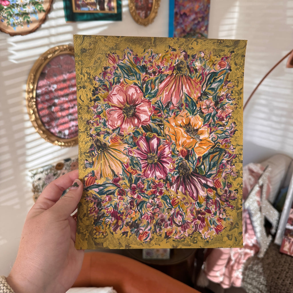 Floral Original Painted Art Paper