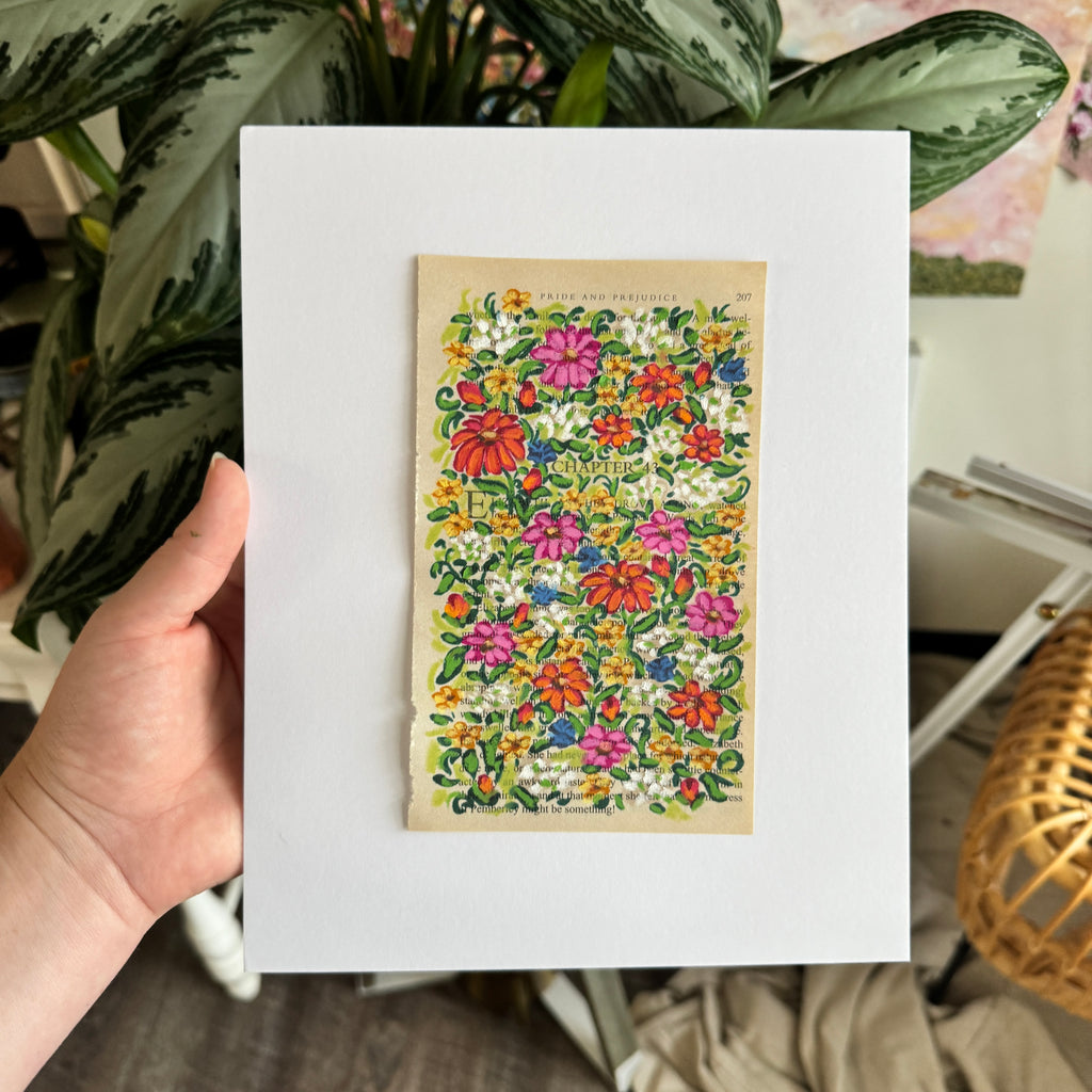 Floral Original Painted Book Page Paper #2