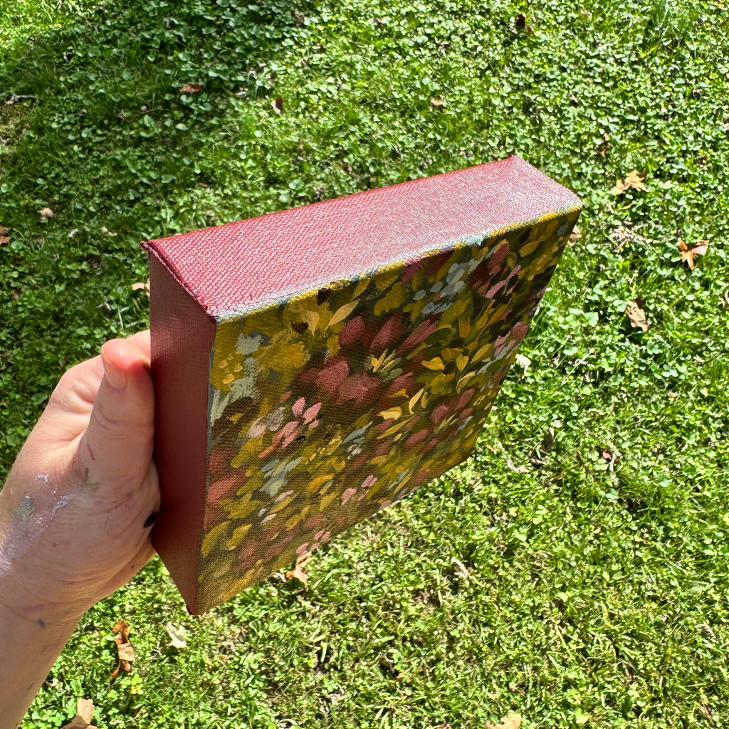Maroon Florals Original Painted Canvas #9