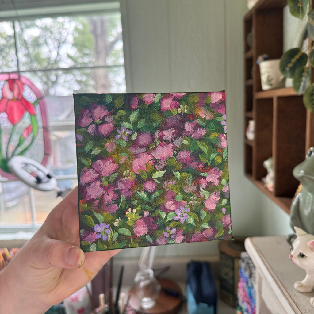 Magenta Florals Original Painted Canvas #3
