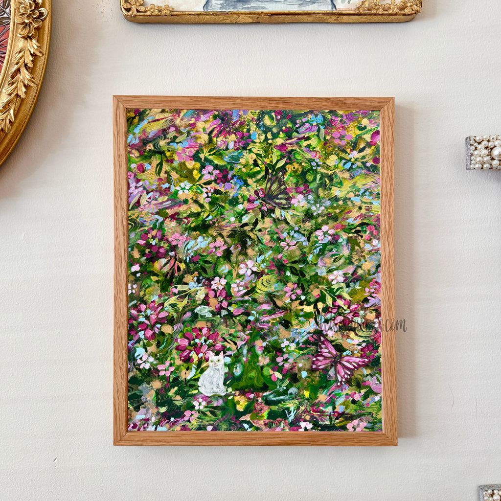 Ella in a Fantastical Field of Flowers Art Print