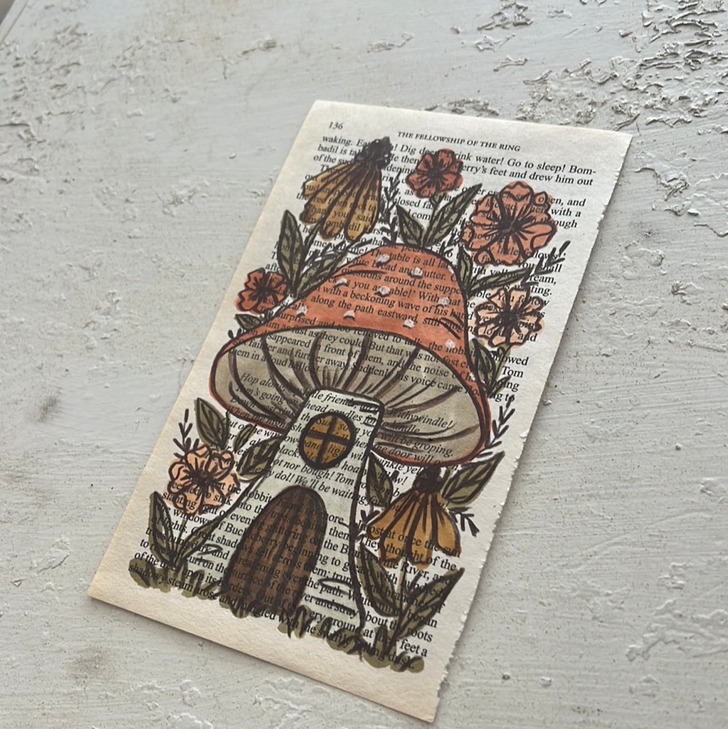 Floral Original Painted Book Page Paper #2
