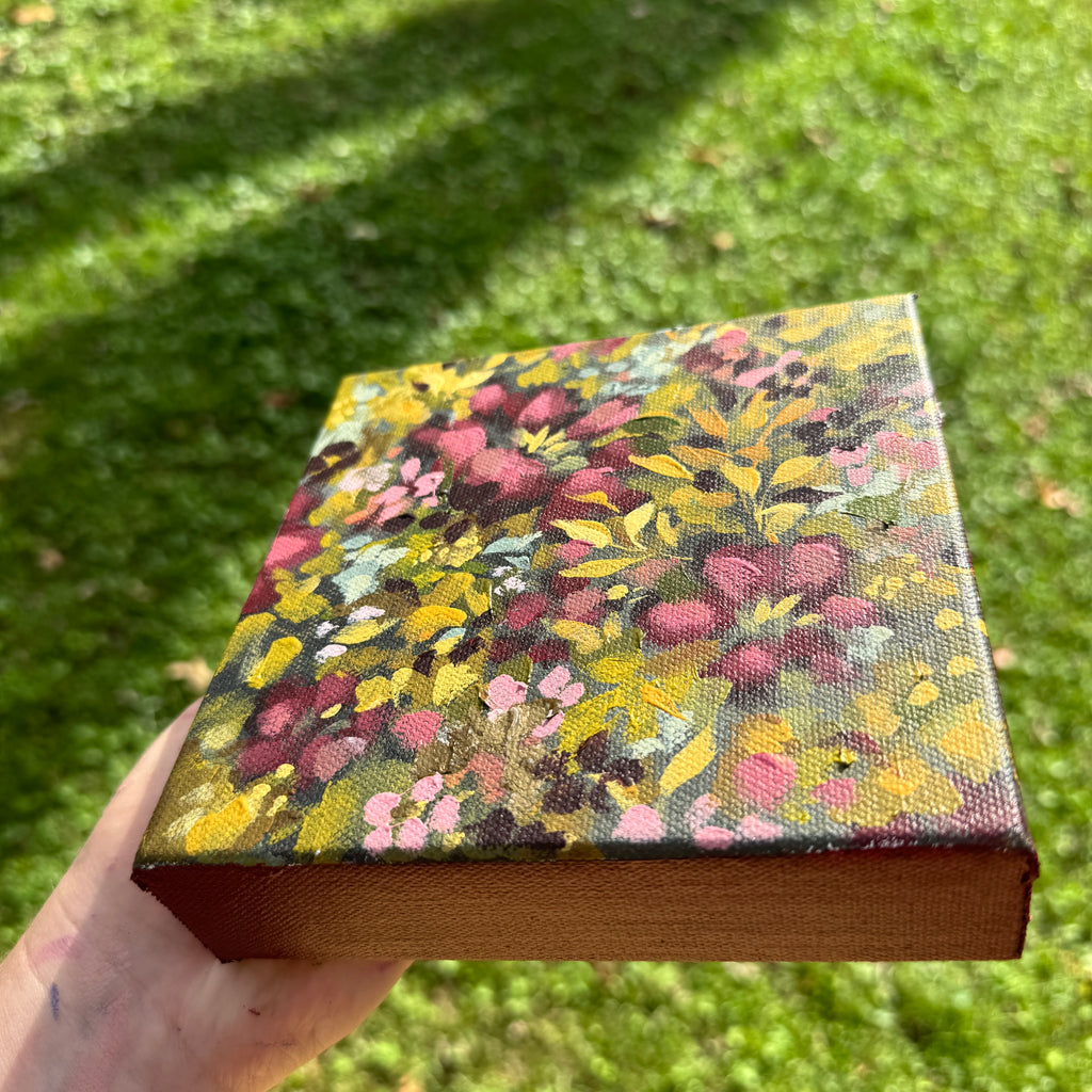 Maroon Florals Original Painted Canvas #9