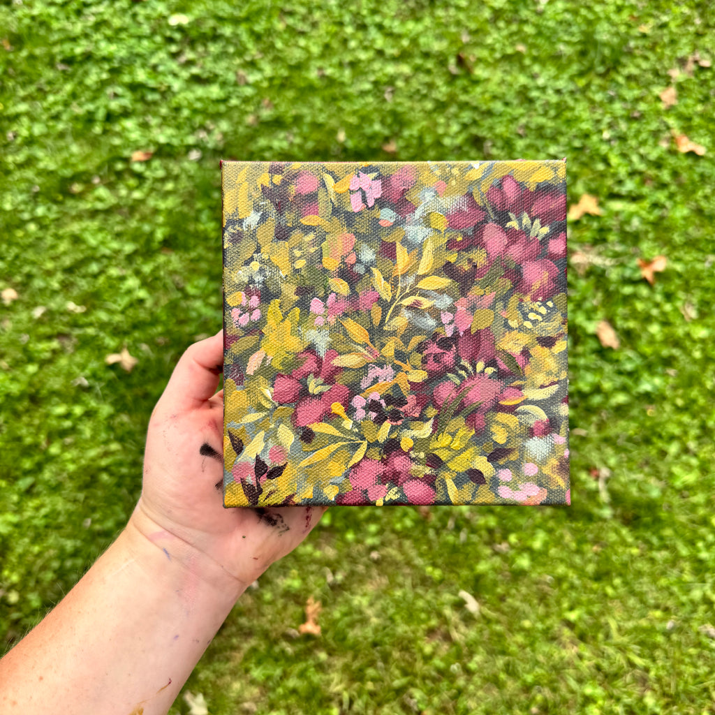 Maroon Florals Original Painted Canvas #1