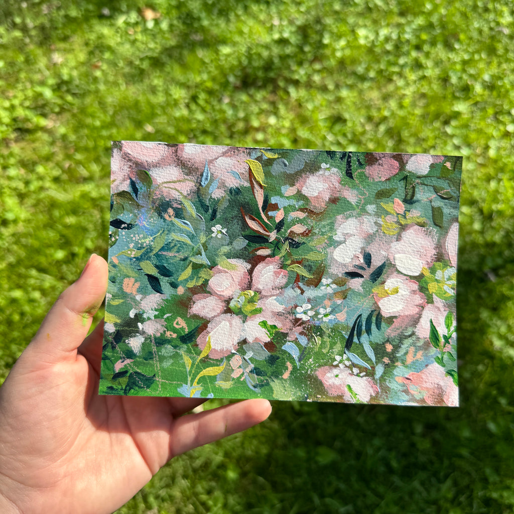 Original Soft Pink Florals Art Paper No. 8