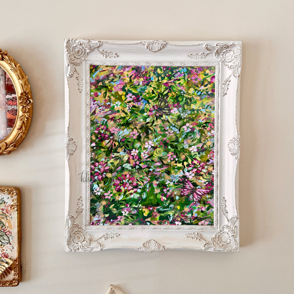 Ella in a Fantastical Field of Flowers Art Print