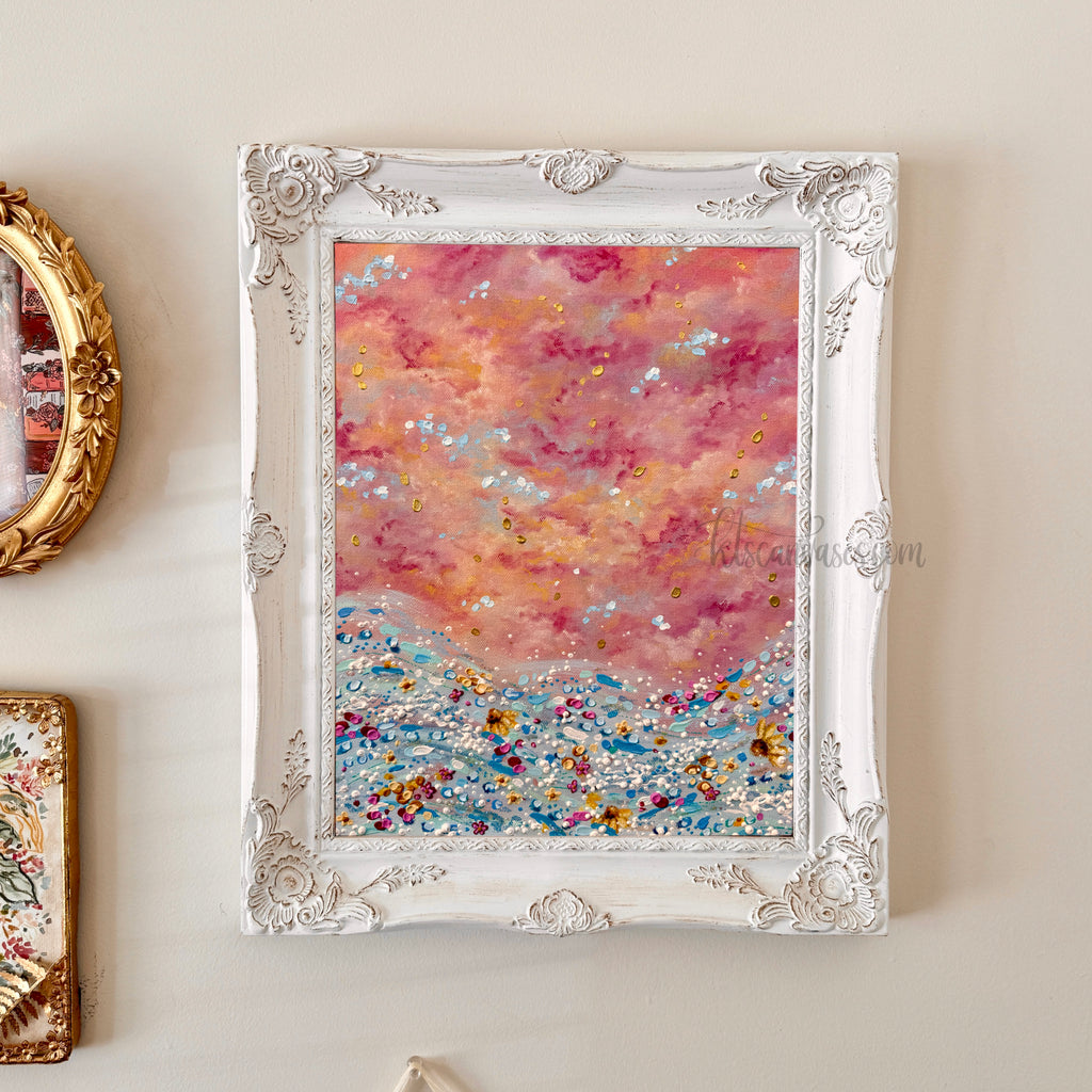 Floral Ocean at Sunset Art Print