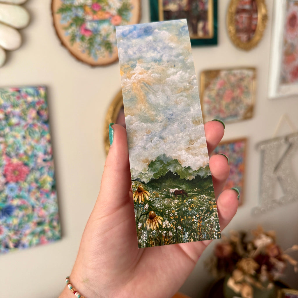 Floral Countryside at Dawn Double Sided Bookmark