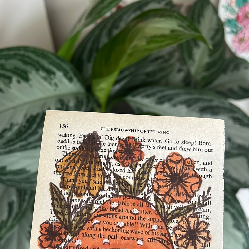Floral Original Painted Book Page Paper #2