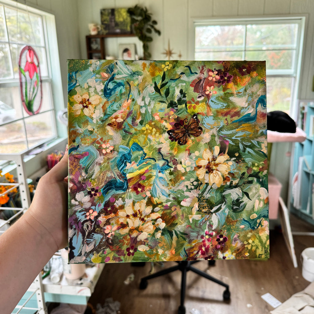 Butterfly Garden Original Painted Canvas #1
