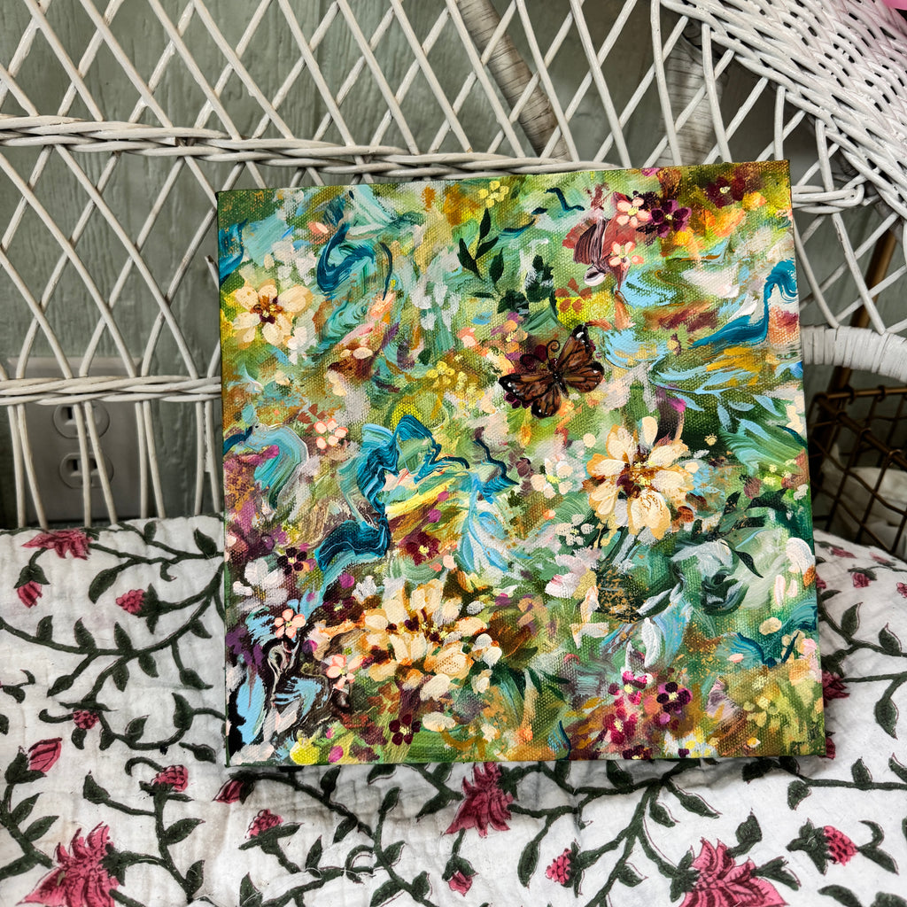 Butterfly Garden Original Painted Canvas #1