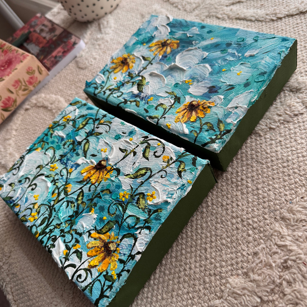 Floral Set of 2 Original Painted Canvases A