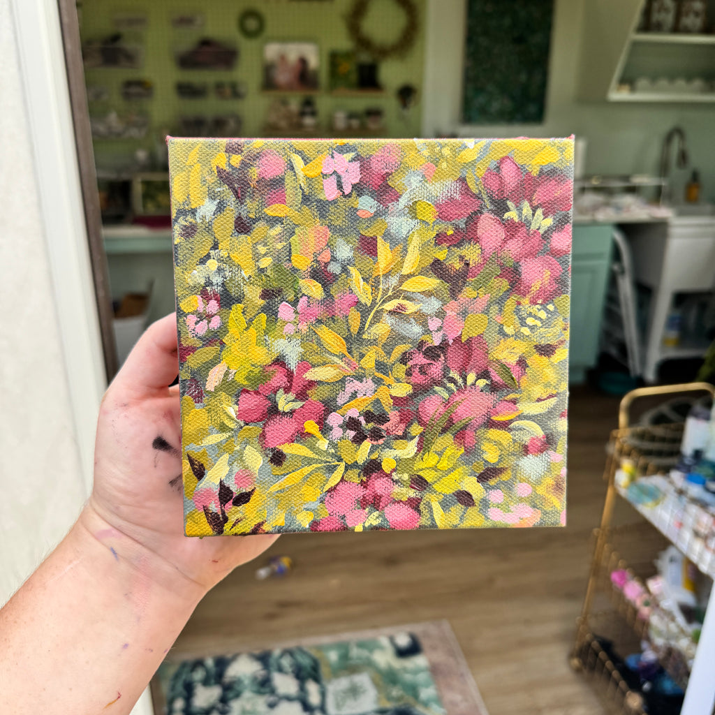 Maroon Florals Original Painted Canvas #1