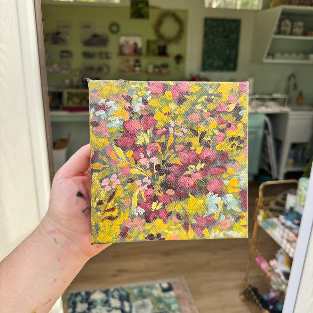 Maroon Florals Original Painted Canvas #11
