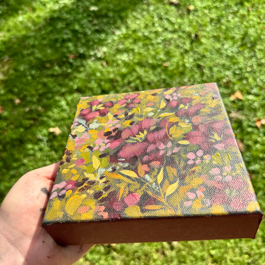 Maroon Florals Original Painted Canvas #10