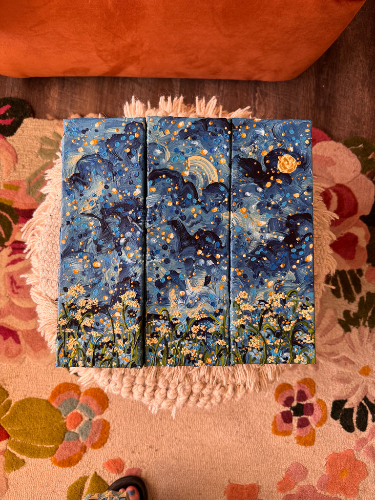Moonlit Garden Set of 3 Original Painted Canvases