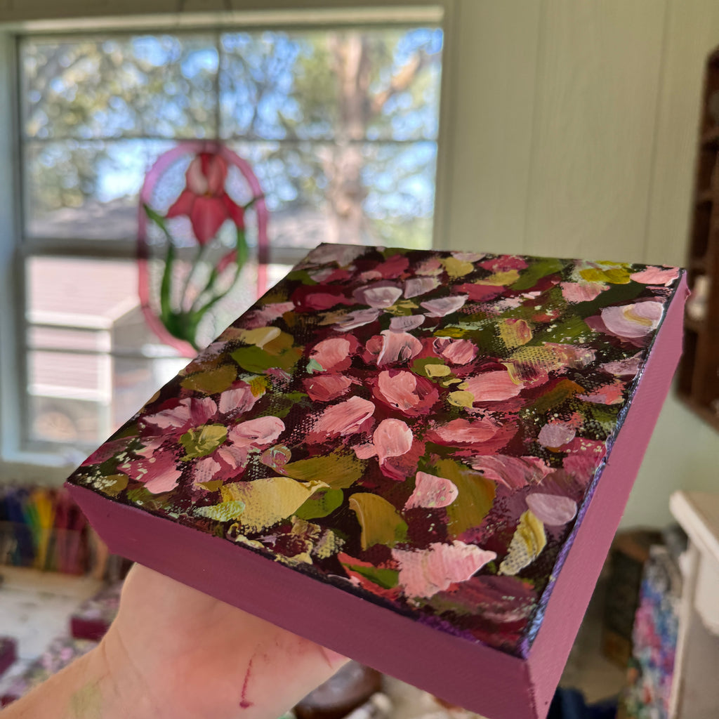 Magenta Florals Original Painted Canvas #1