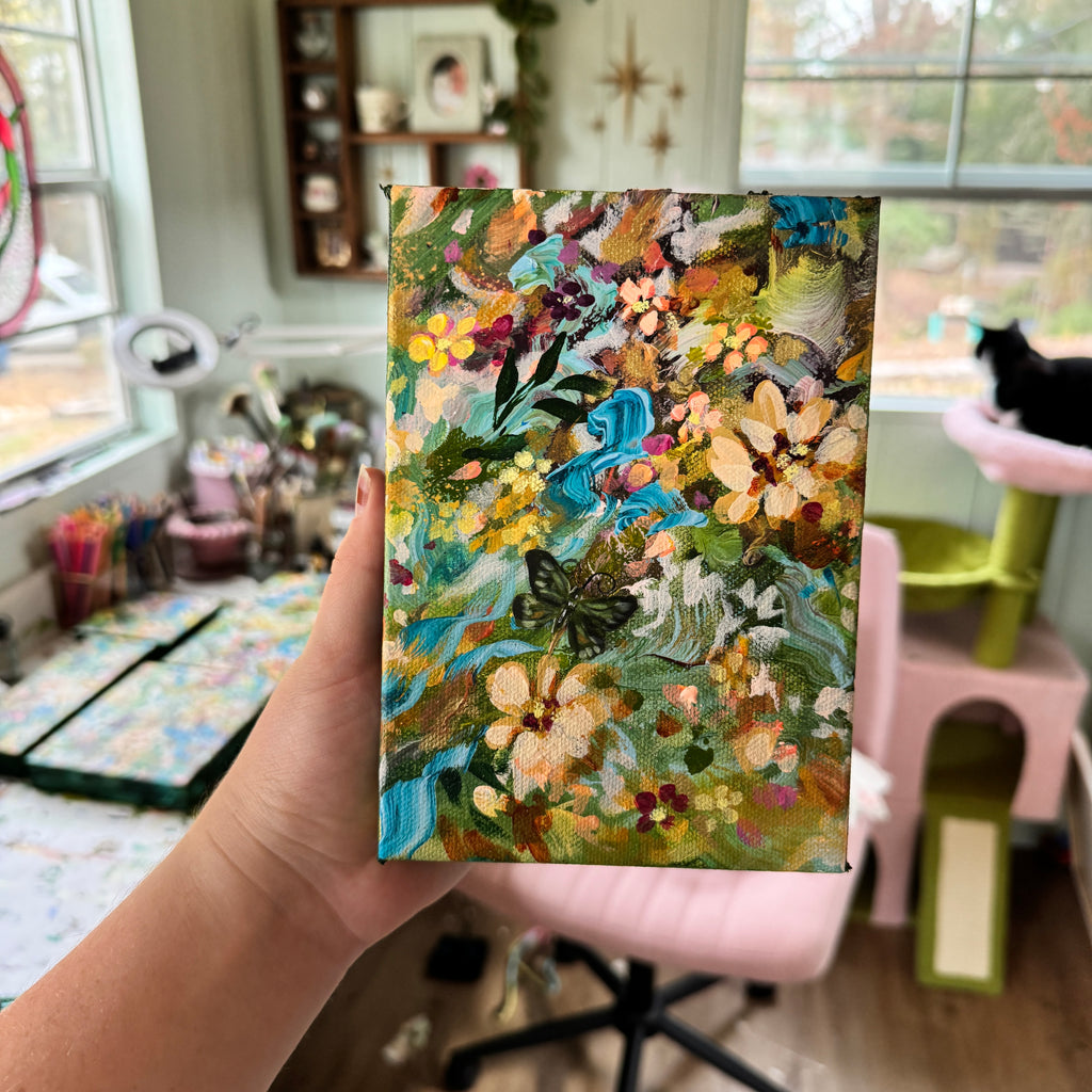 Butterfly Garden Original Painted Canvas #3