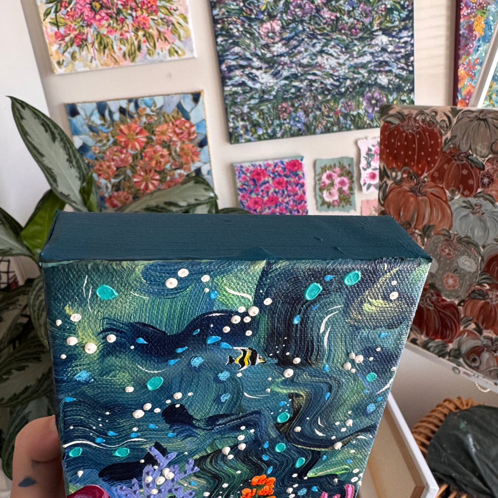 Florals Under the Sea #1A Original Painted Canvas