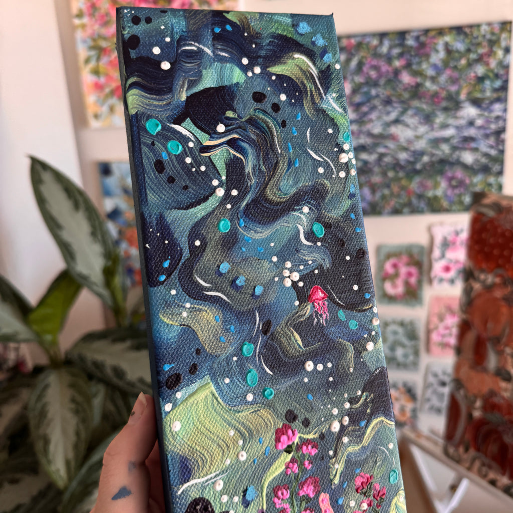 Florals Under the Sea #1C Original Painted Canvas