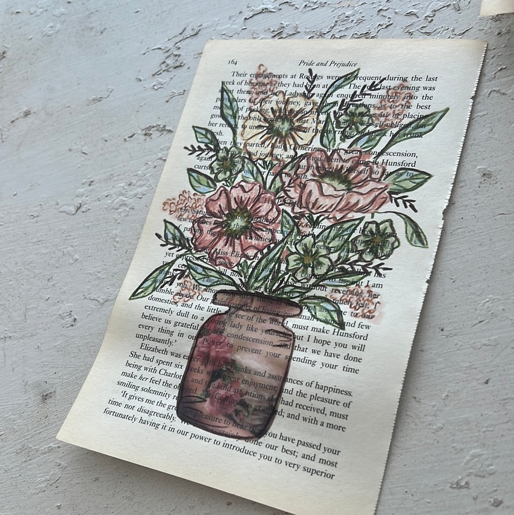 Floral Original Painted Book Page Paper #8