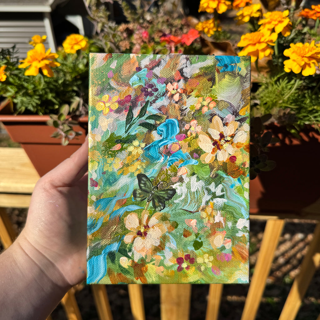 Butterfly Garden Original Painted Canvas #3