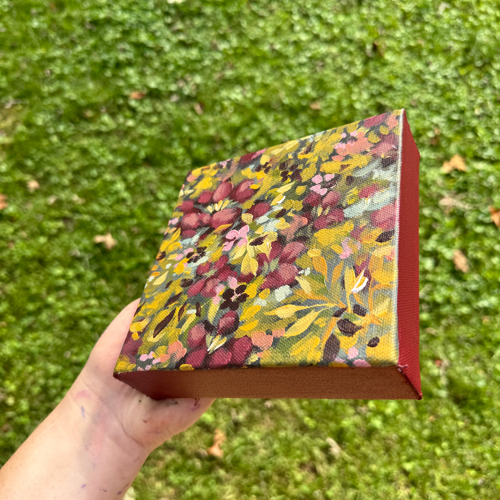 Maroon Florals Original Painted Canvas #8