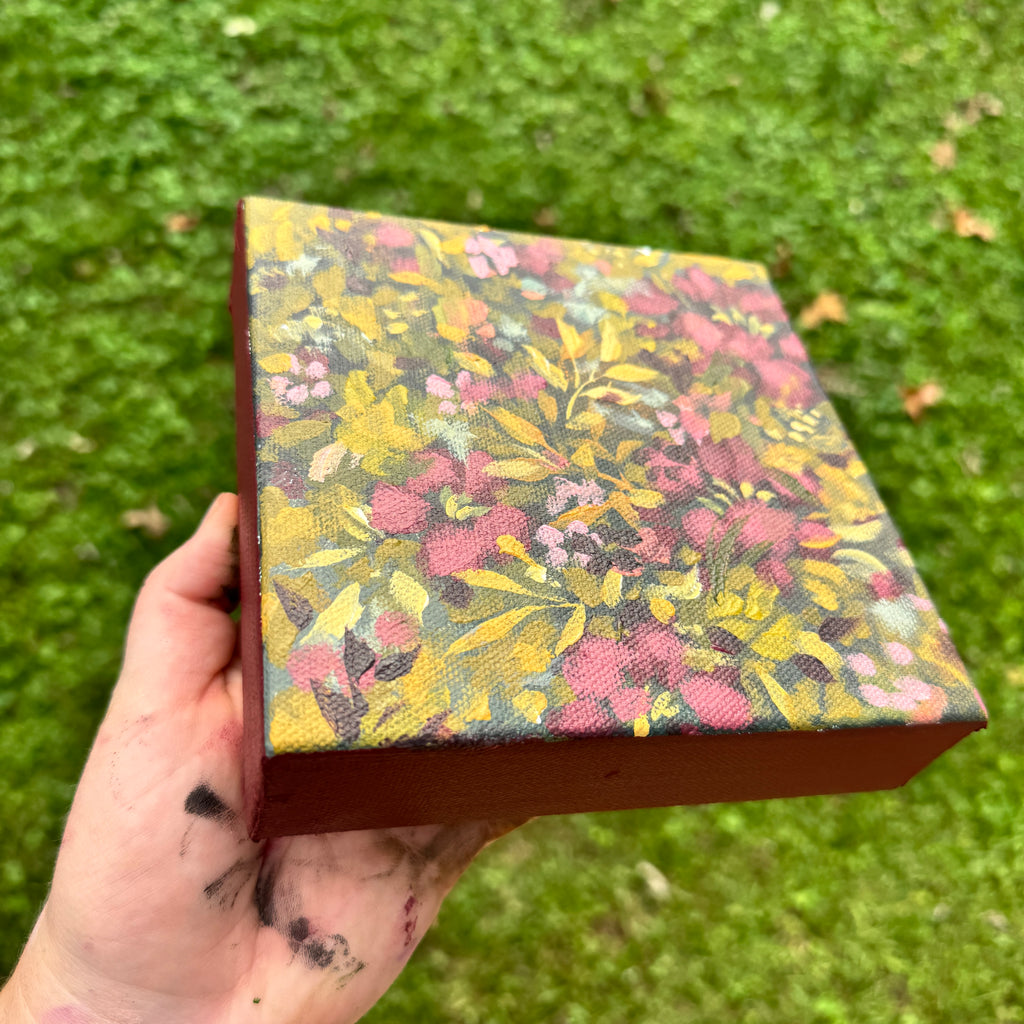 Maroon Florals Original Painted Canvas #1