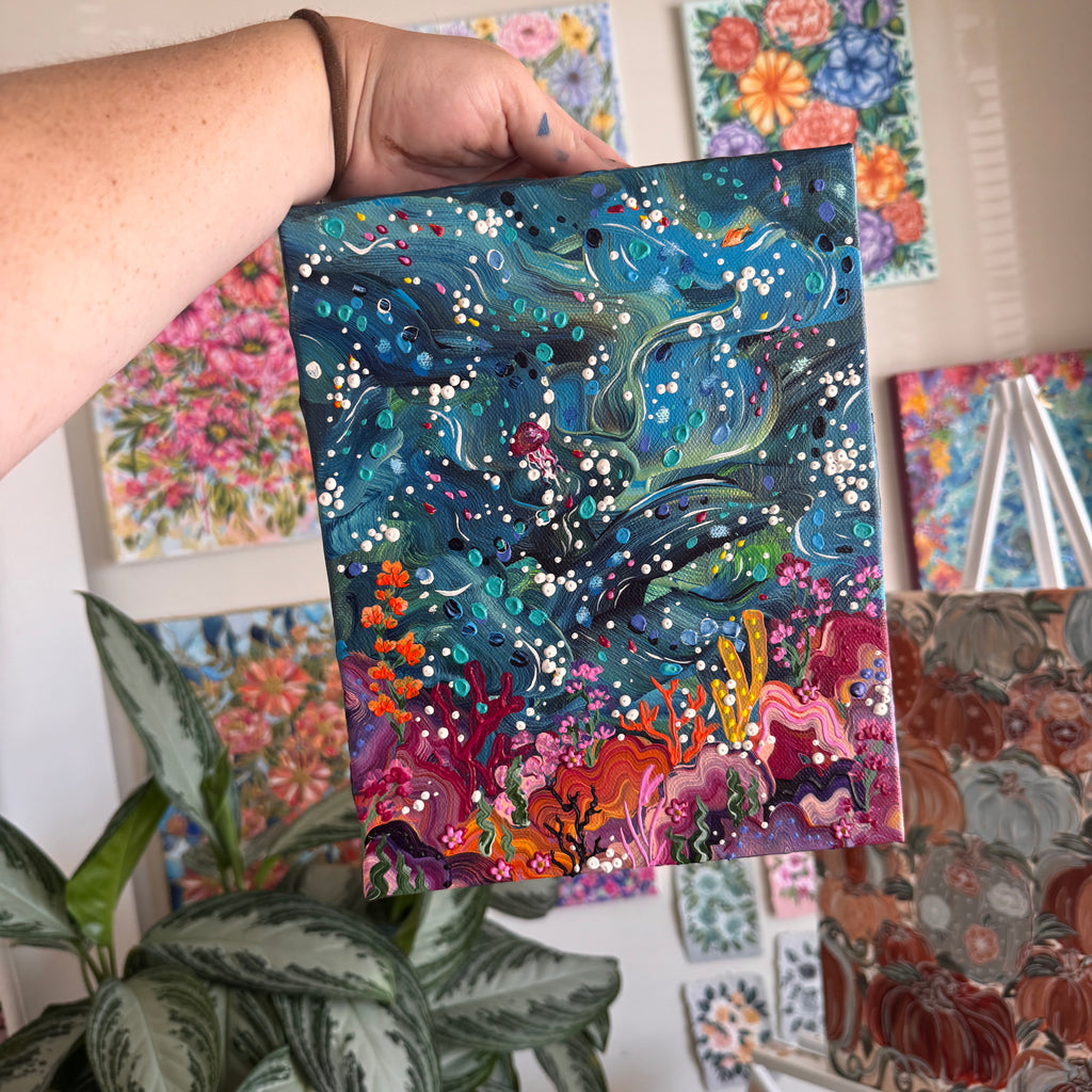 Florals Under the Sea Original Painted Canvas