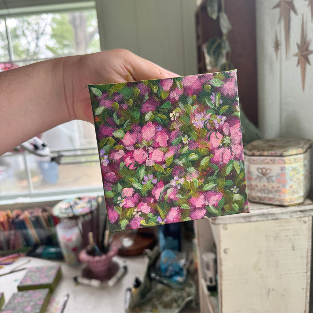 Magenta Florals Original Painted Canvas #1