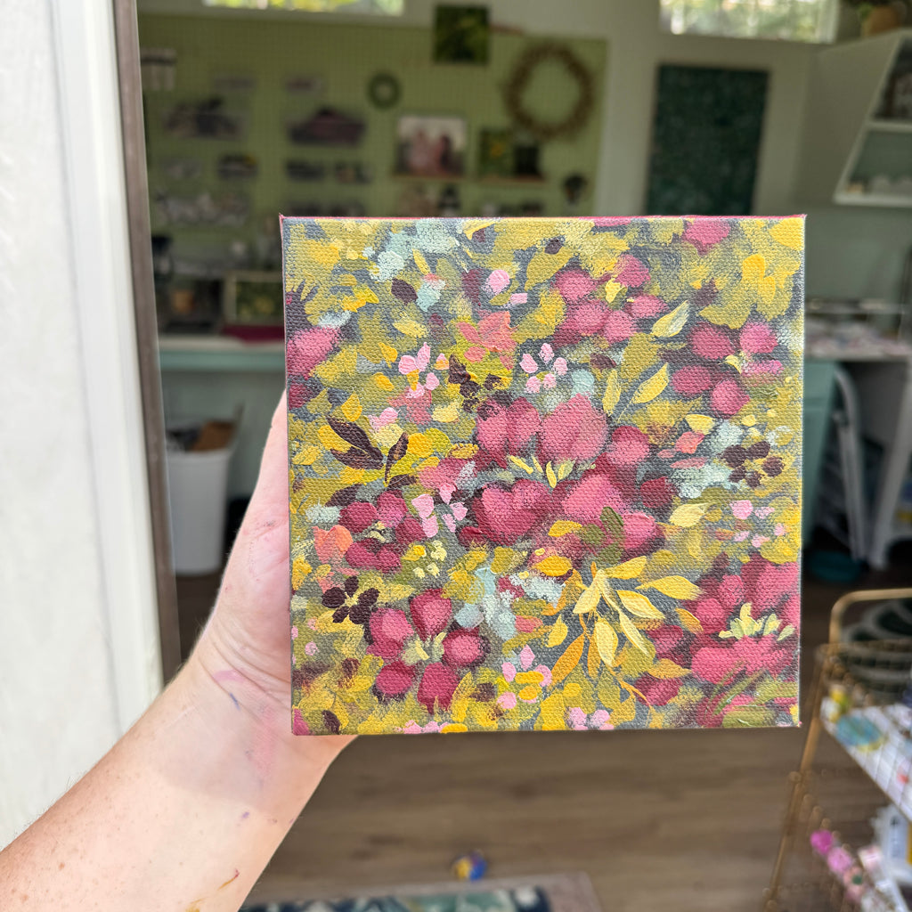 Maroon Florals Original Painted Canvas #2