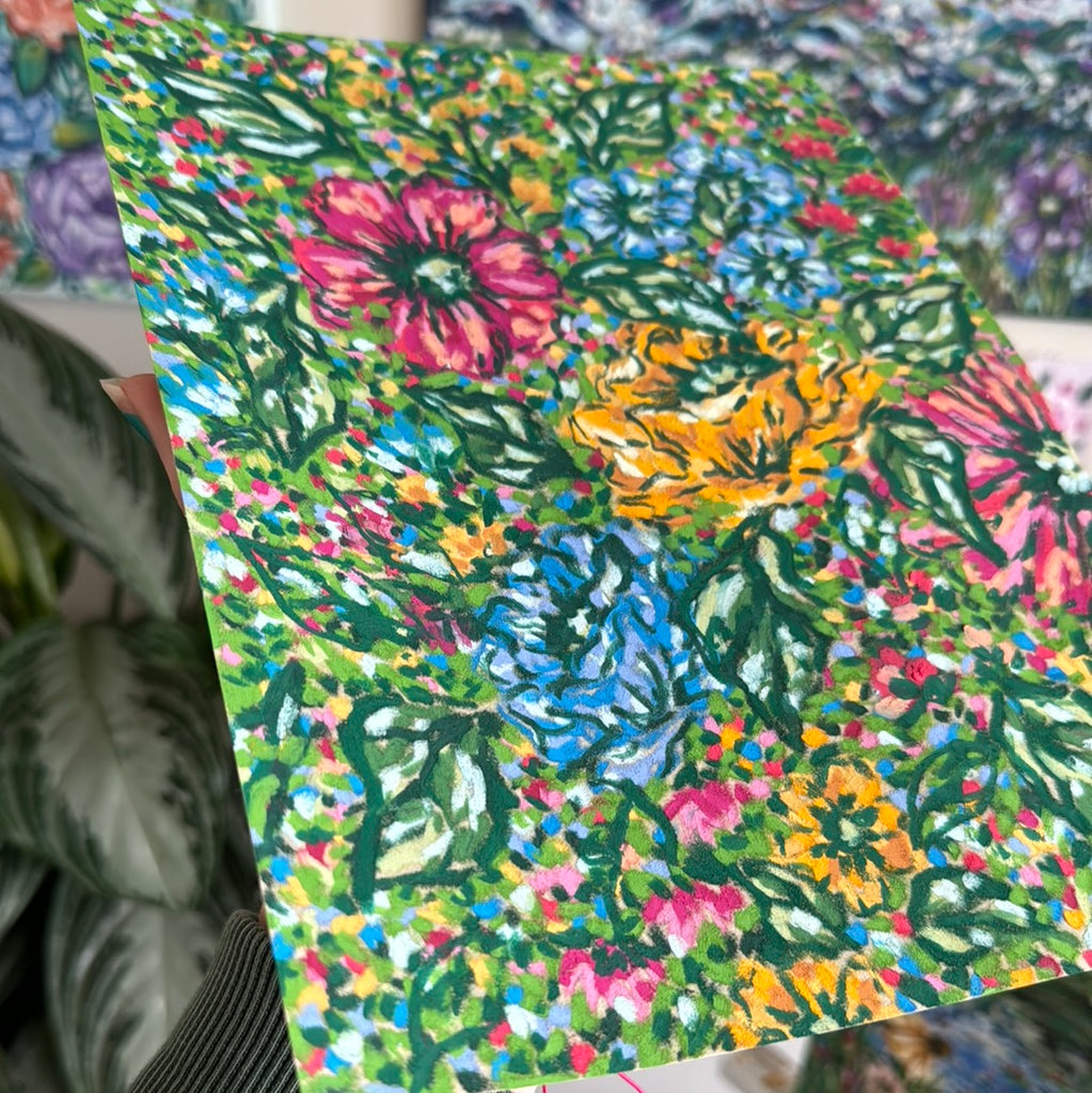 Floral Original Painted Velour Paper
