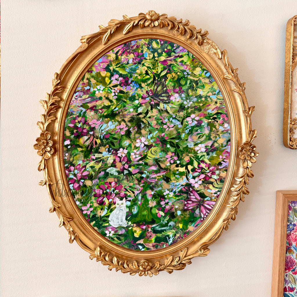 Ella in a Fantastical Field of Flowers Art Print