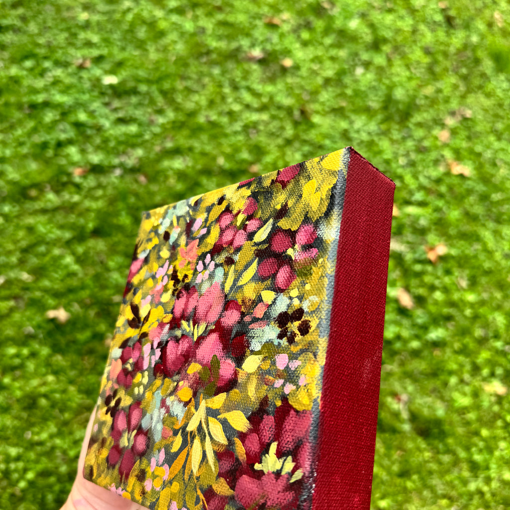 Maroon Florals Original Painted Canvas #2