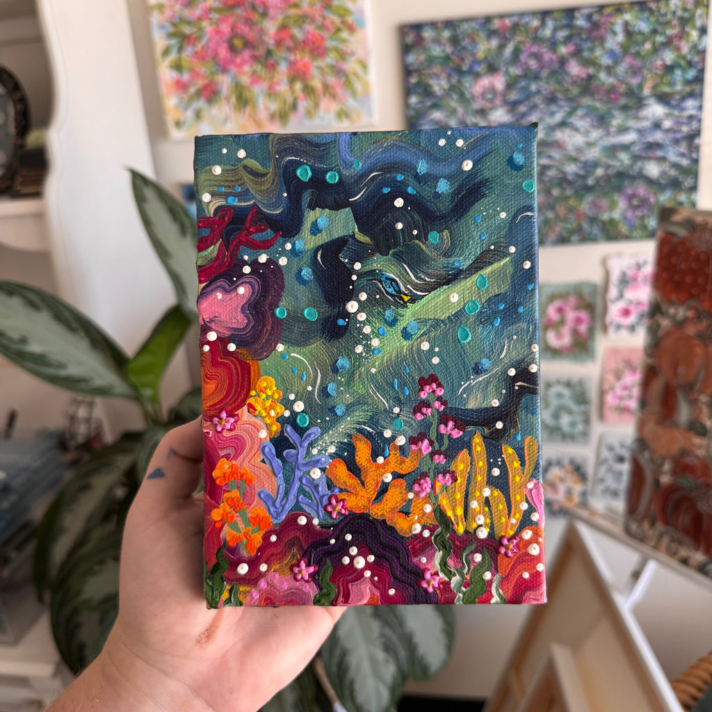 Florals Under the Sea #1B Original Painted Canvas