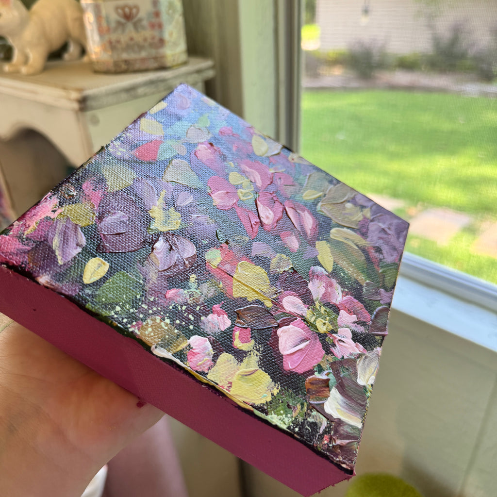 Magenta Florals Original Painted Canvas #4