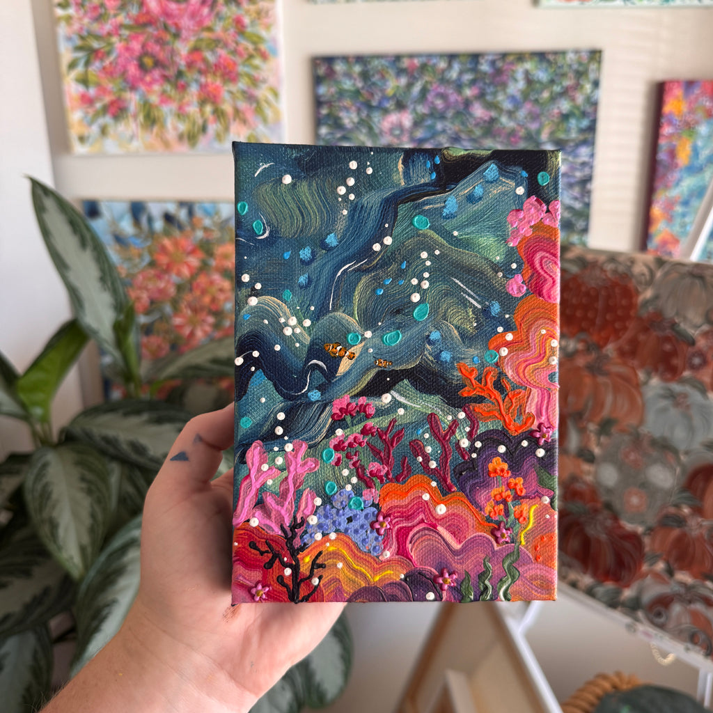 Florals Under the Sea #2B Original Painted Canvas