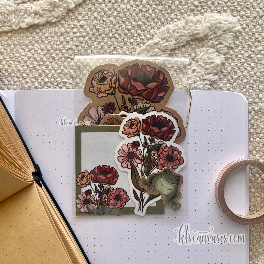 Pink Florals Sticker Pack (6 stickers included)