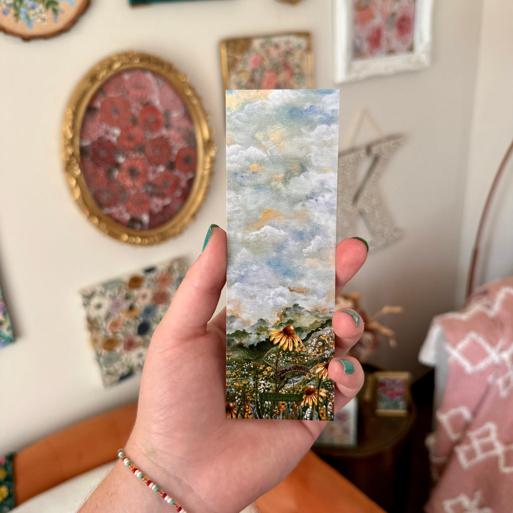 Floral Countryside at Dawn Double Sided Bookmark