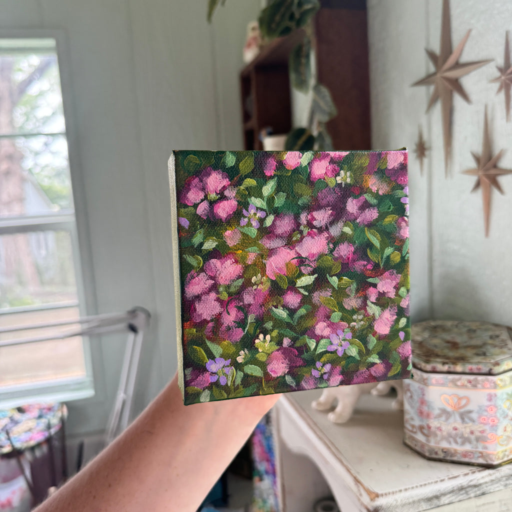Magenta Florals Original Painted Canvas #3