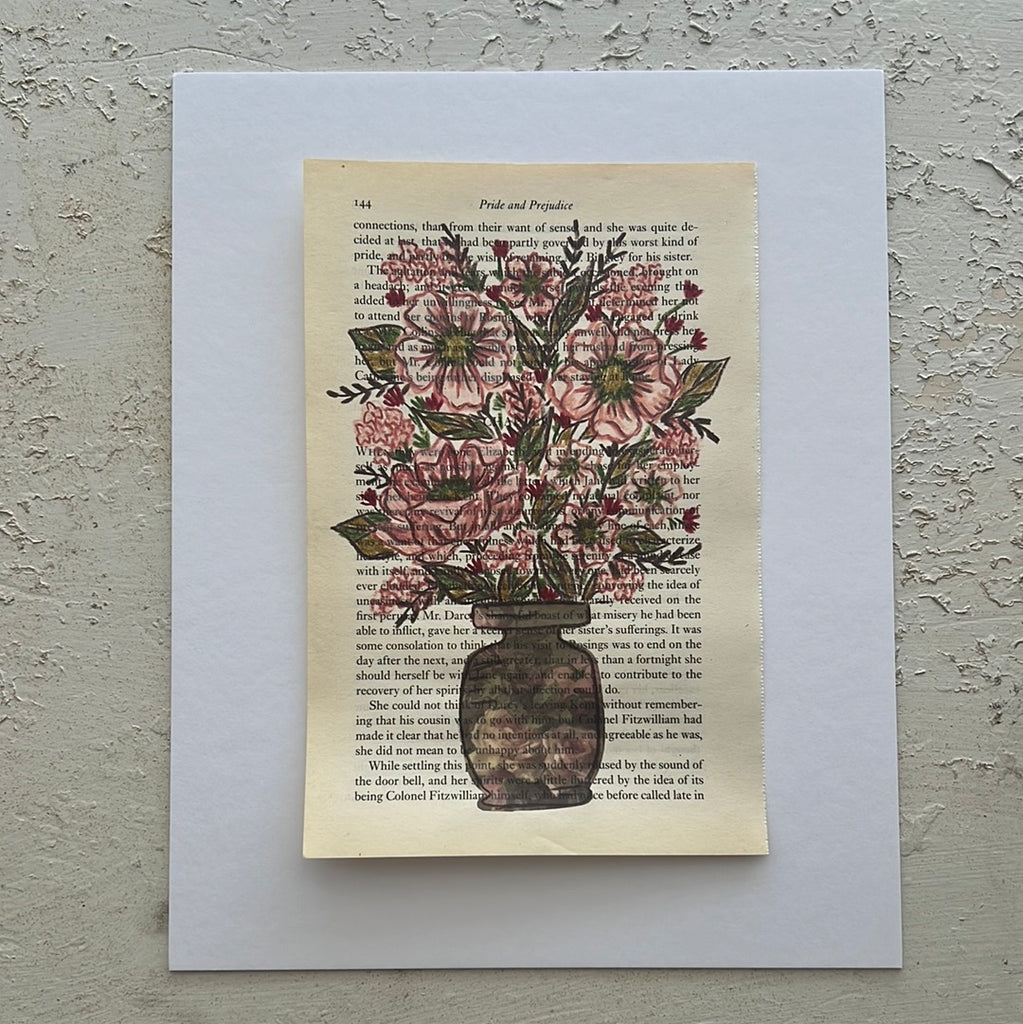 Floral Original Painted Book Page Paper #7