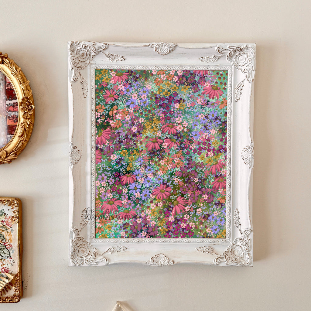 Ella in the Floral Blob Field No. 3 Art Print