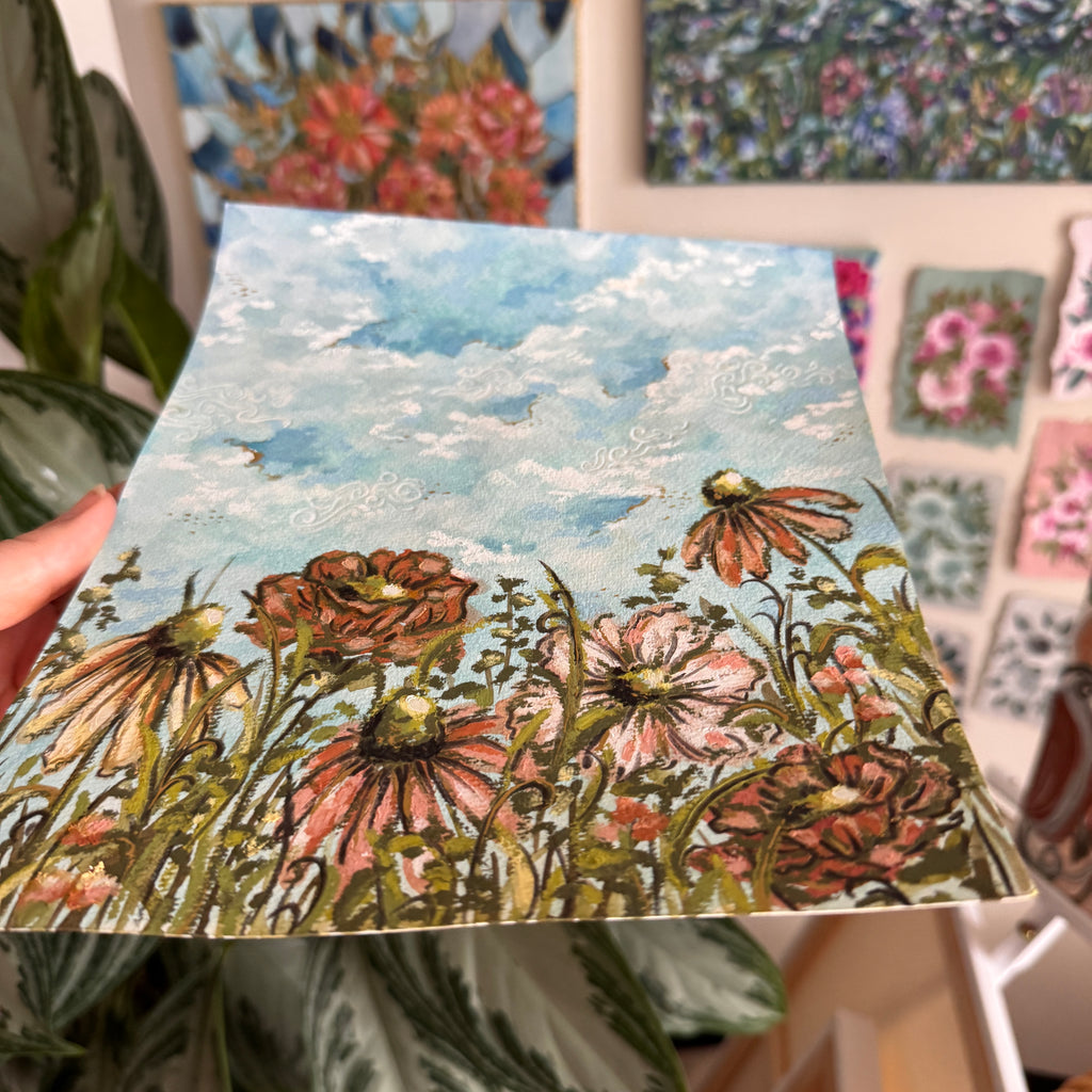 Floral Original Painted Art Paper