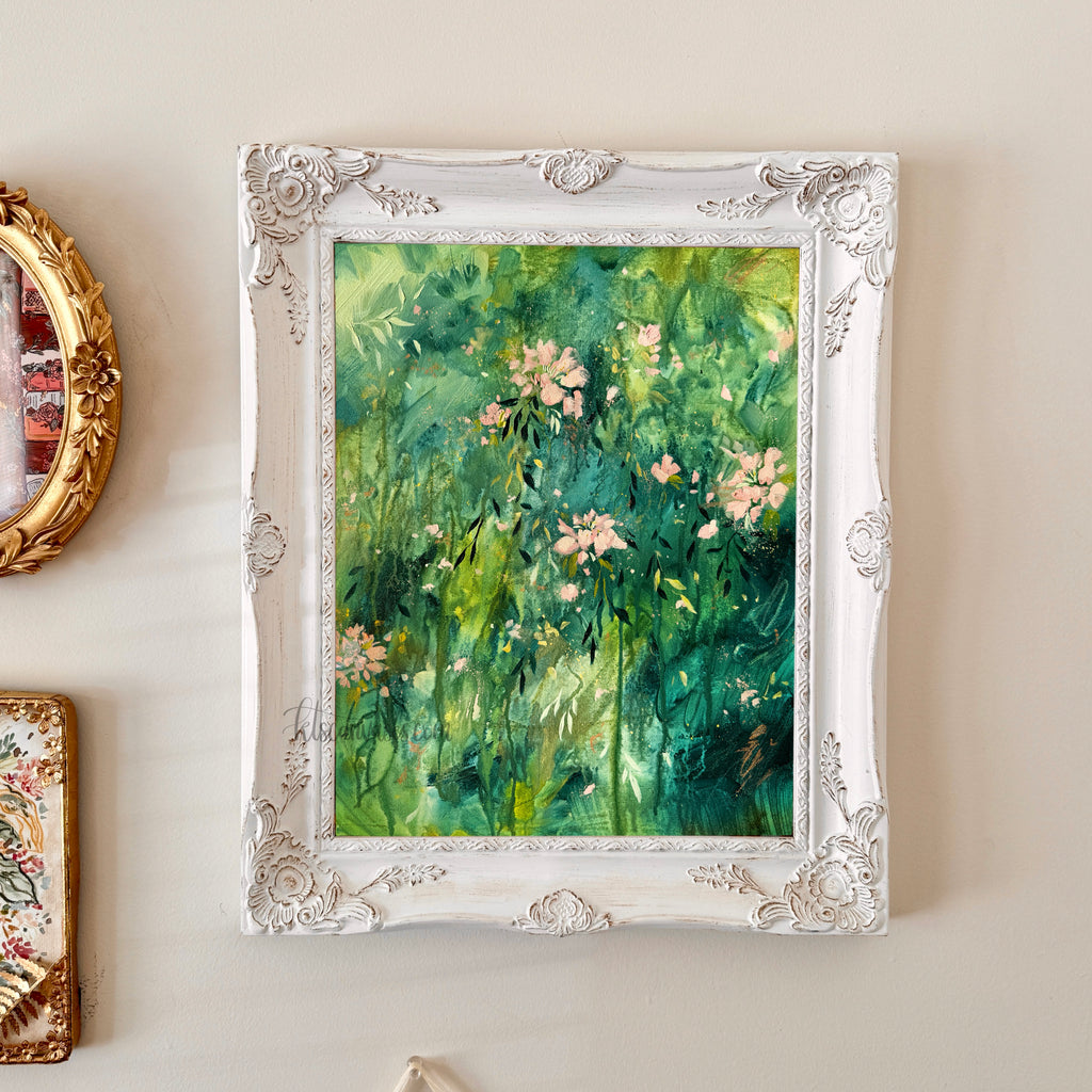Ella in the Rainy Garden Art Print
