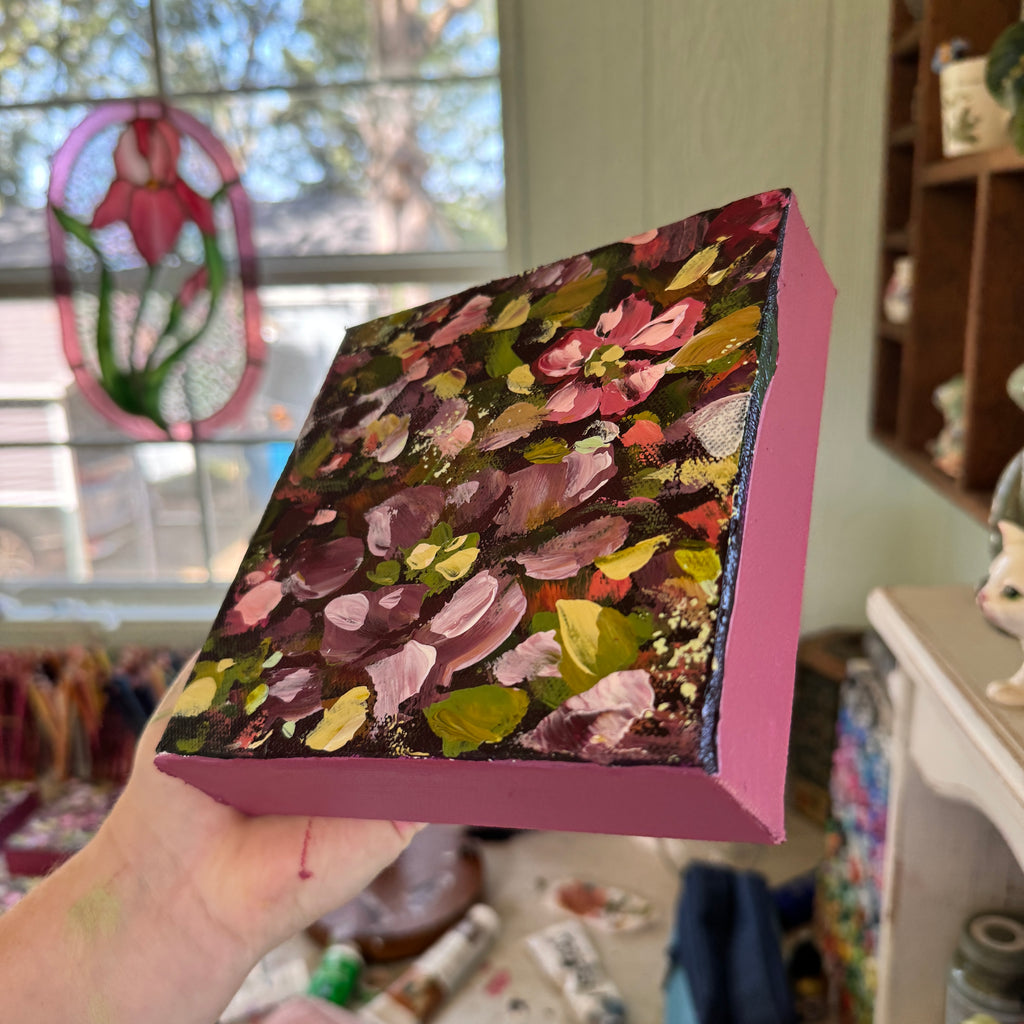 Magenta Florals Original Painted Canvas #3