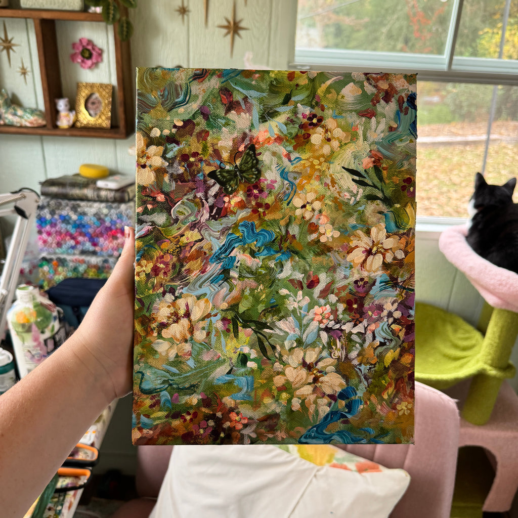 Butterfly Garden Original Painted Canvas #7